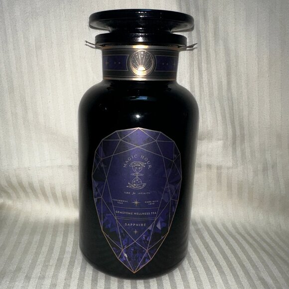 NEW! MAGIC HOUR SAPPHIRE WHITE TEA IN VIOLET GLASS APOTHECARY JAR 60-75 CUPS - Picture 4 of 6